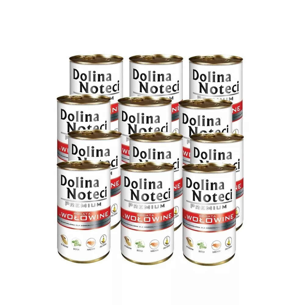 Konservai šunims su jautiena Dolina Noteci Premium, 12 x 400 g