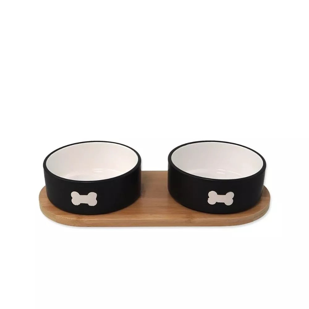 Dubenėliai su bambukiniu padėklu, S, juodos spalvos