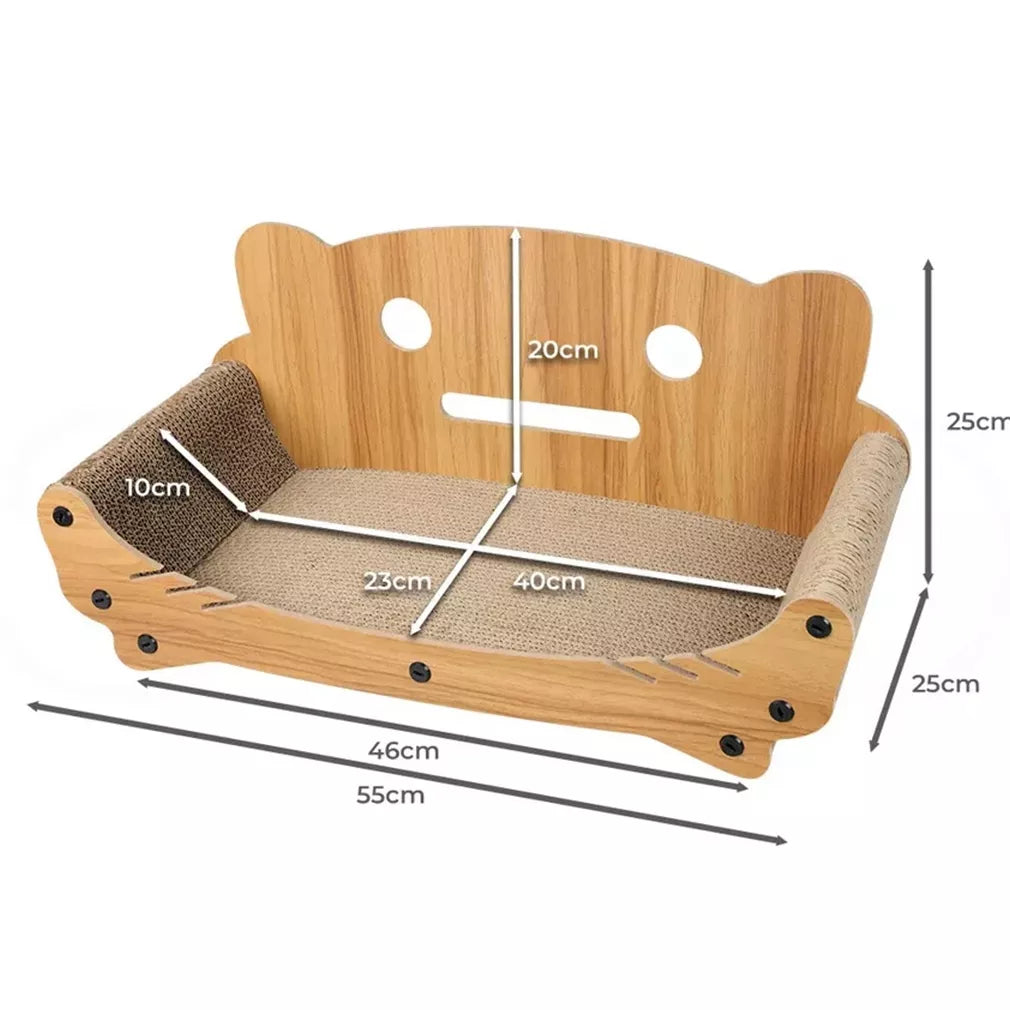 Ergonomiška kačių draskyklė–gultas su mediniu rėmu