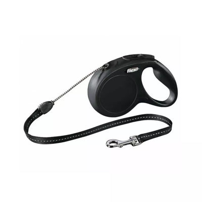 Flexi New Classic S automatinis pavadys juodas, 8 m, virvutė