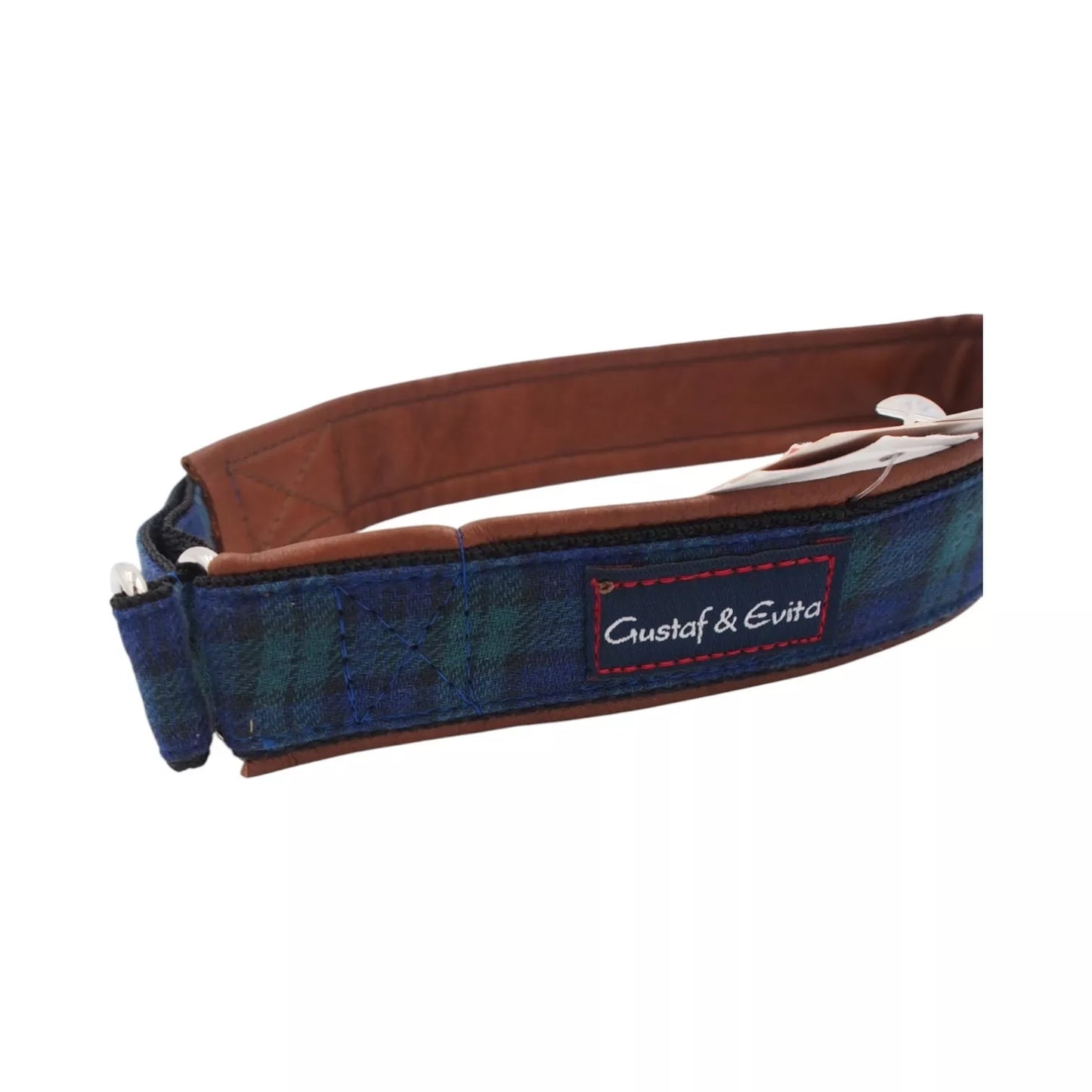 Gustaf & Evita mėlynas languotas šunų antkaklis, 50 cm