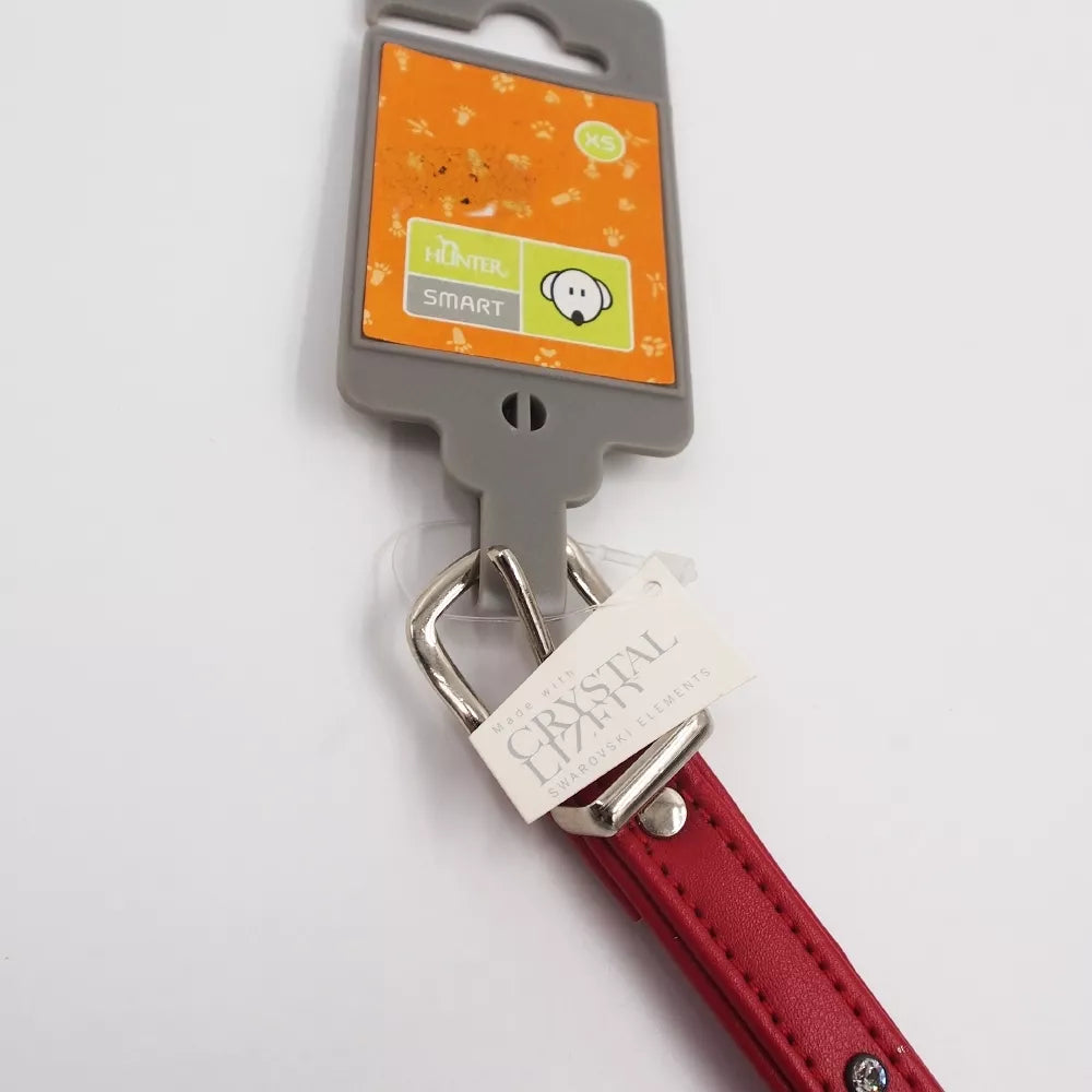 HUNTER XS raudonas antkaklis su Swarovski kristalais