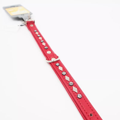 HUNTER XS raudonas antkaklis su Swarovski kristalais