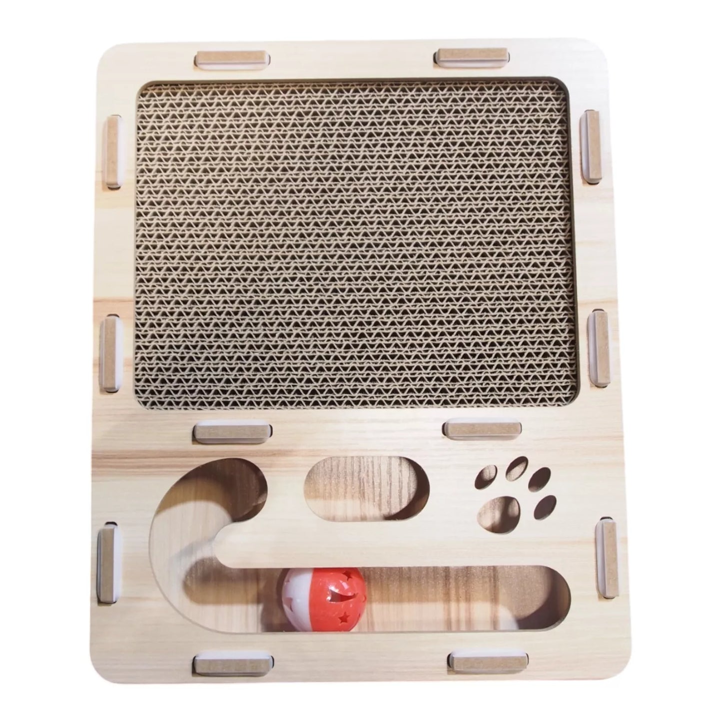 Interaktyvus kačių žaislas–draskyklė su kamuoliukais