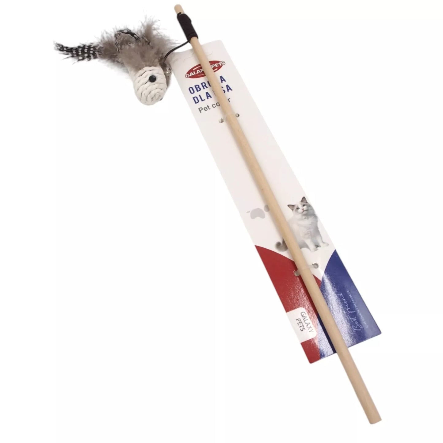 Katės žaislas – meškerė su plunksnomis