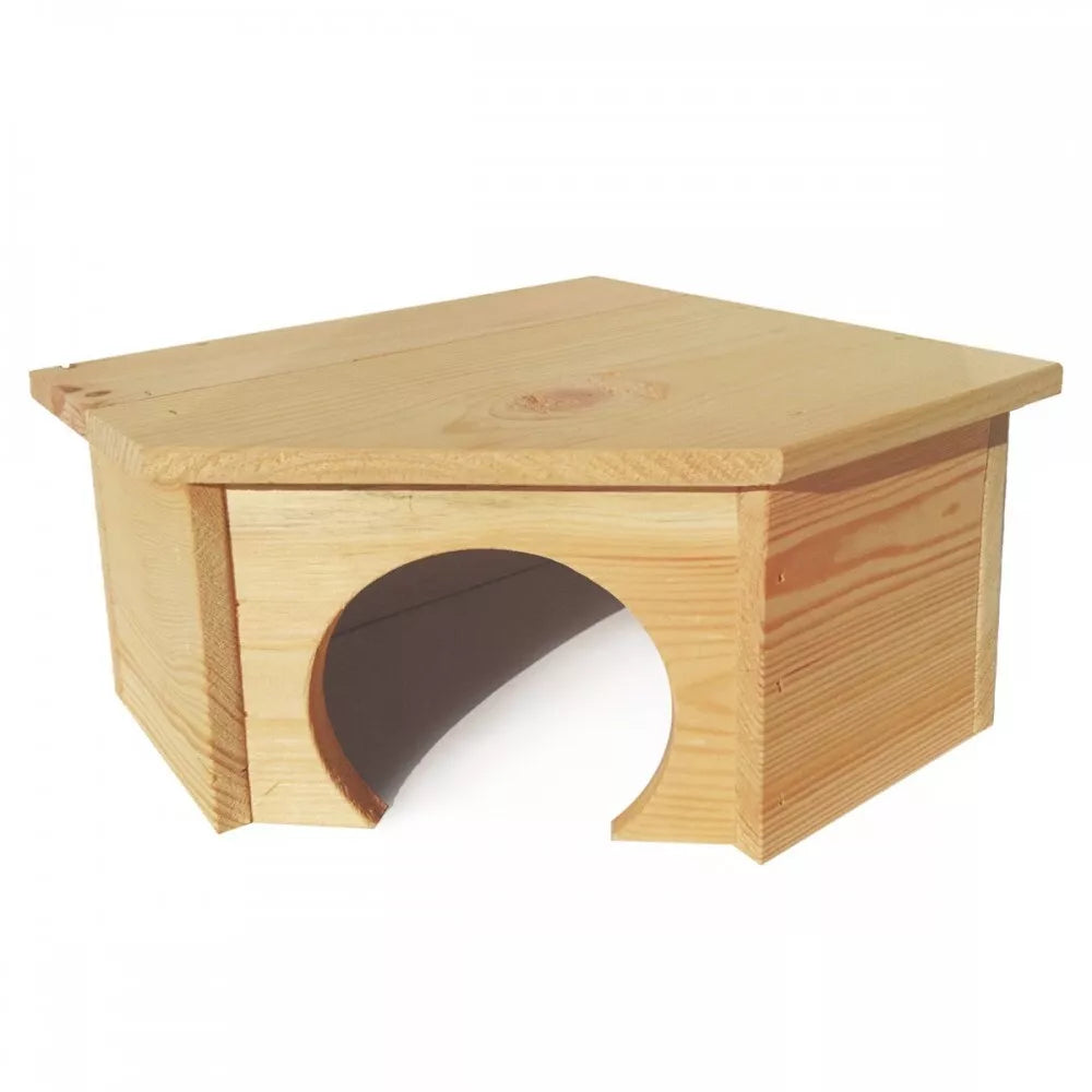 Namas graužikui medinis, kampinis 27x16 cm