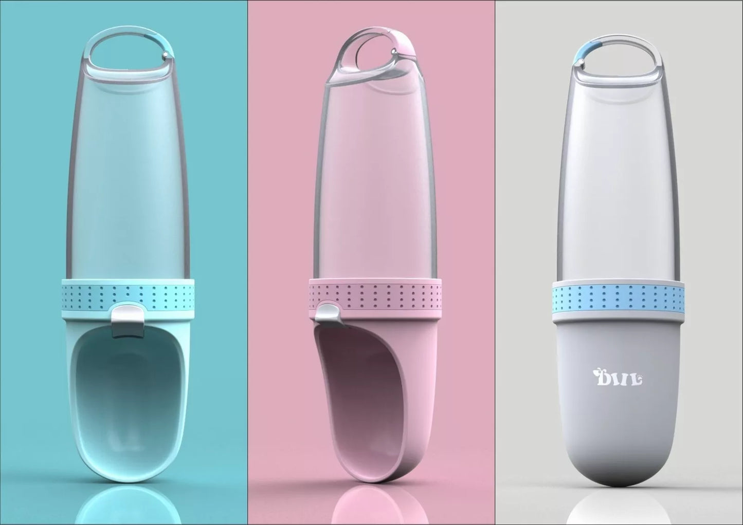 Nešiojamas vandens buteliukas–girdykla šuniui 350 ml