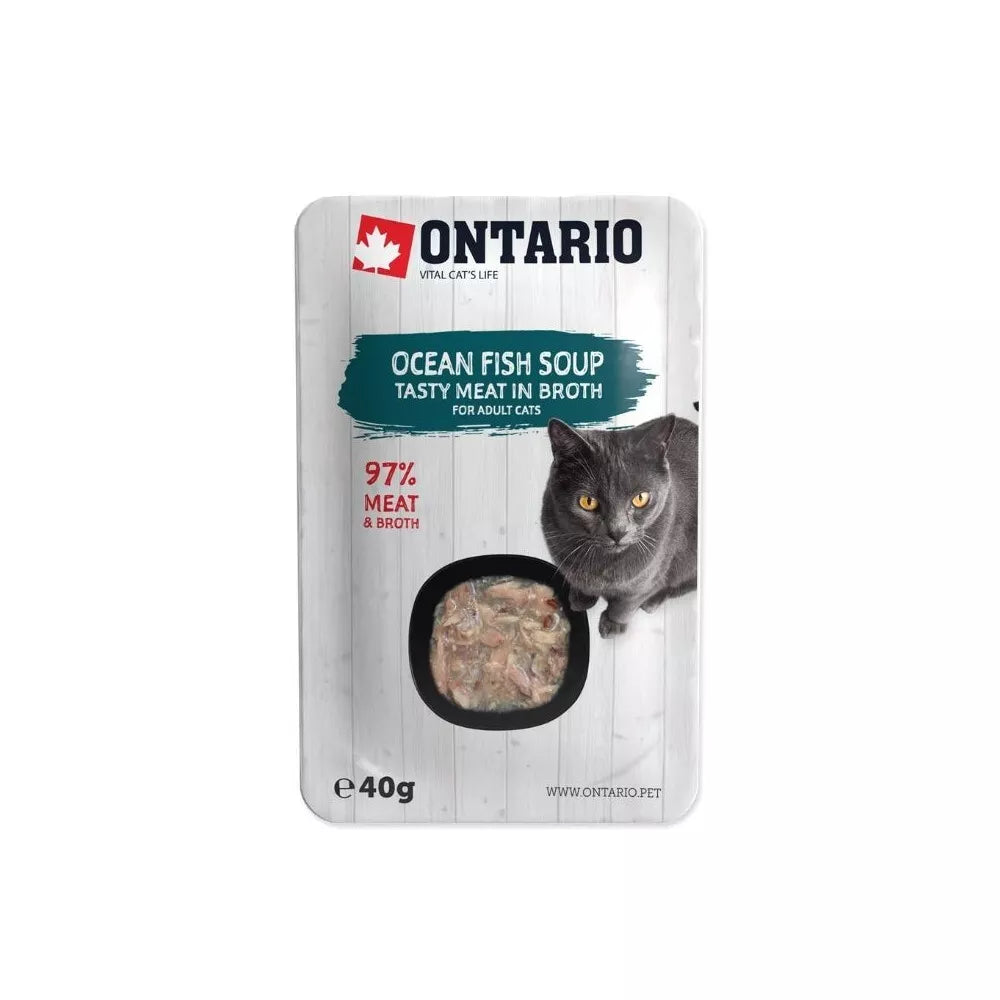 Ontario drėgnas maistas (sriuba) katėms su jūrų žuvimis ir daržovėmis, 40 g