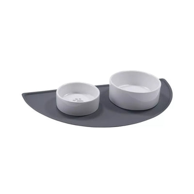 Silikoninis padėklas dubenėliams Luna, 49x24 cm, pilkas