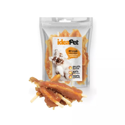 Skanėstas šunims galvijų odos pagaliukai su vištiena, 500 g