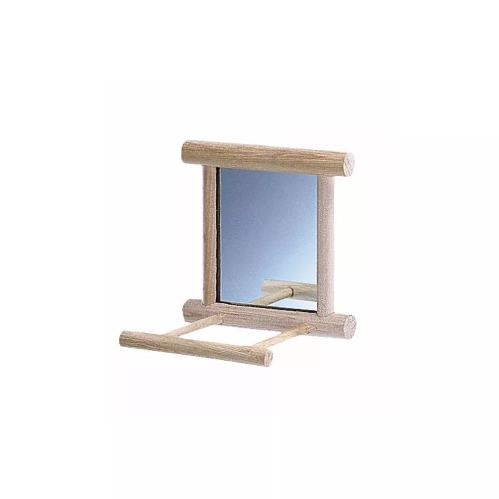 Žaislas paukščiams veidrodėlis su lakta, 10x10 cm