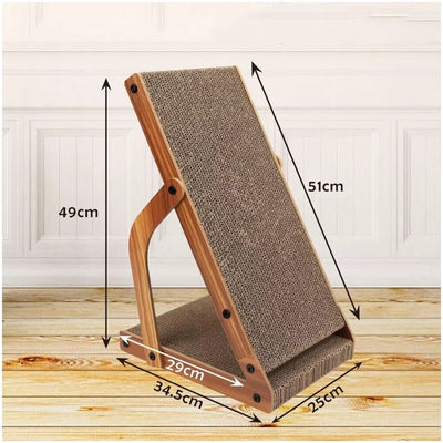 Vertikali kačių draskyklė su mediniu rėmu ir žaisliuku