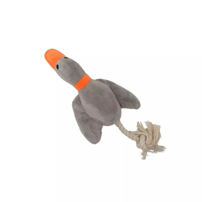 Žaislas šunims pliušinė antis su virve, 33 cm