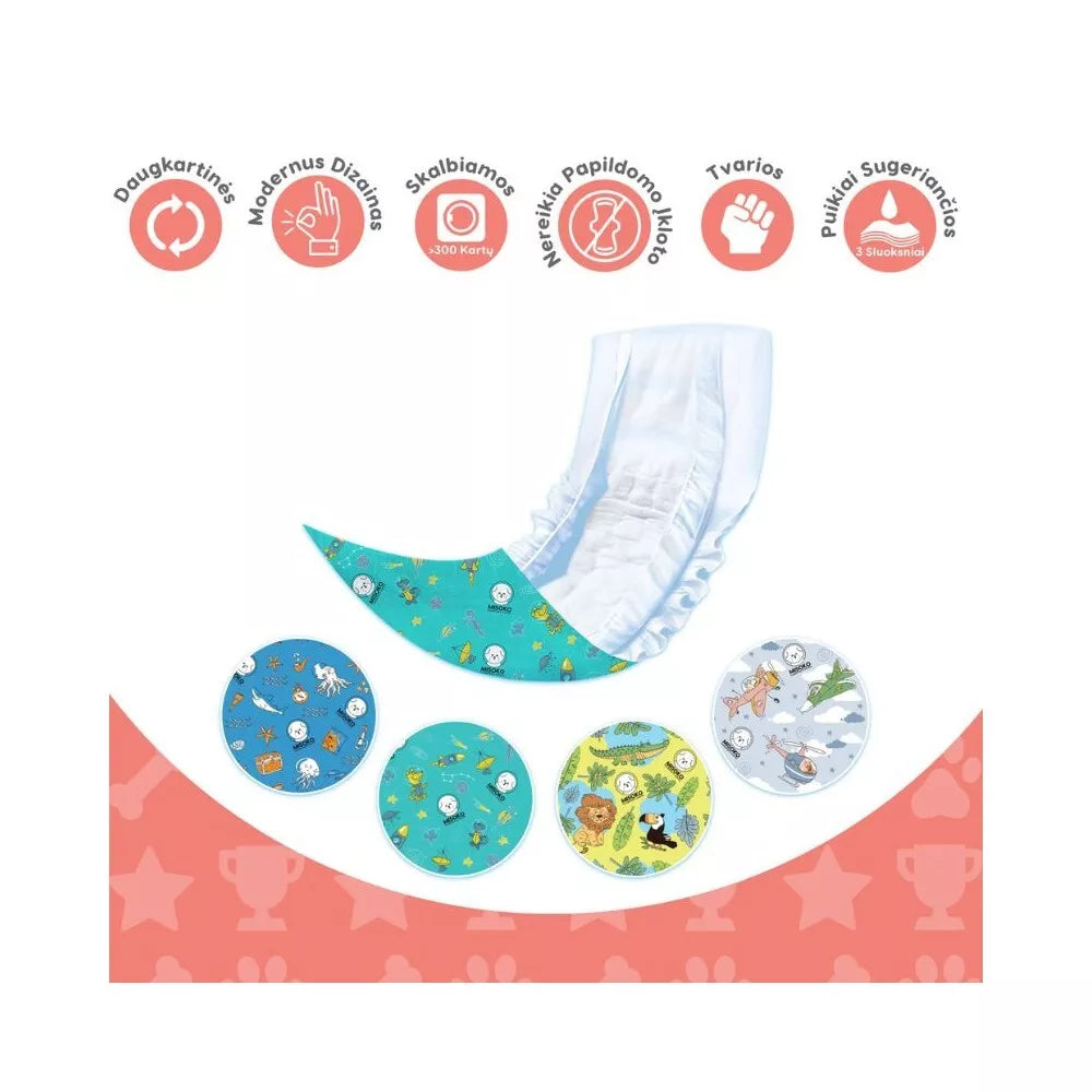 Daugkartinio naudojimo sauskelnės patinams, S, mėtinės spalvos