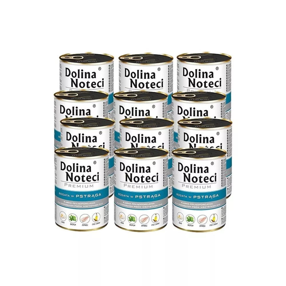 Konservai šunims su upėtakiu Dolina Noteci Premium, 12x400 g