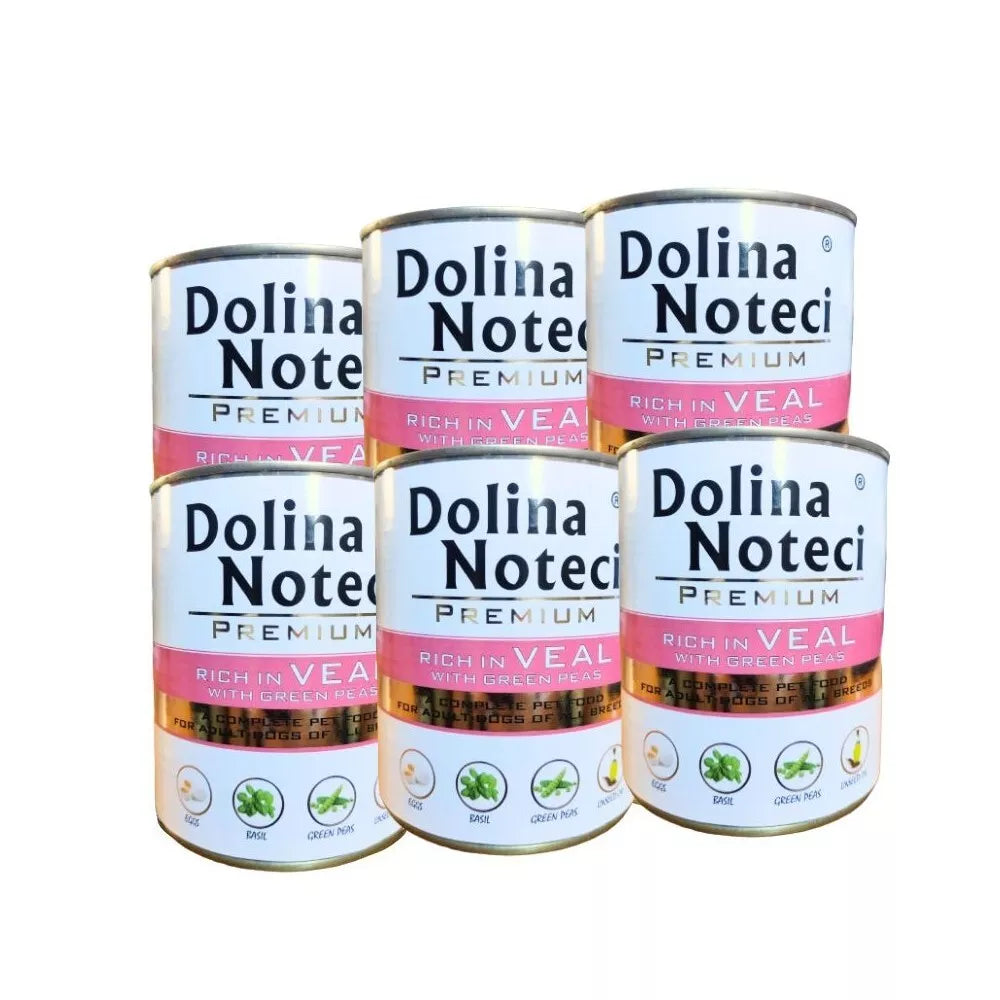 Dolina Noteci Premium konservai šunims su veršiena ir žaliaisiais žirneliais 6x800 g