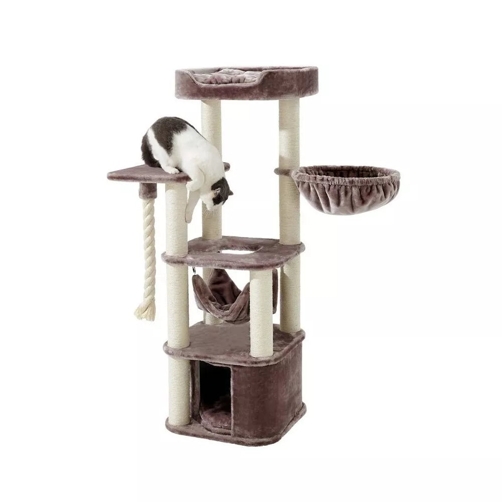 Draskyklė katėms Zada, kapučino spalvos, 50x50x145 cm