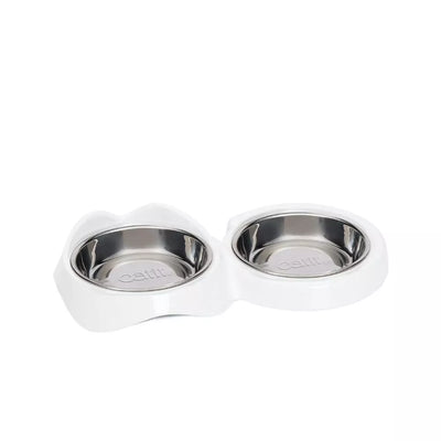 Dvigubas dubenėlis katėms, baltas, 2x200 ml