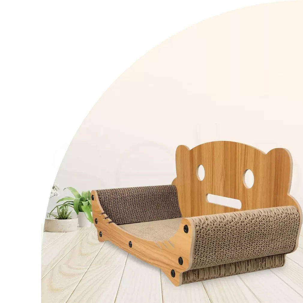 Ergonomiška kačių draskyklė–gultas su mediniu rėmu