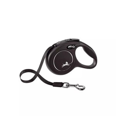 Flexi New Classic L automatinis pavadys juodas, 8 m, juostelė