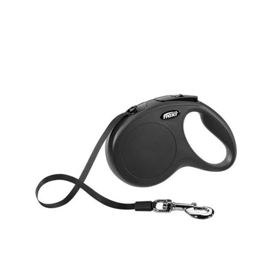 Flexi New Classic L automatinis pavadys juodas, 8 m, juostelė