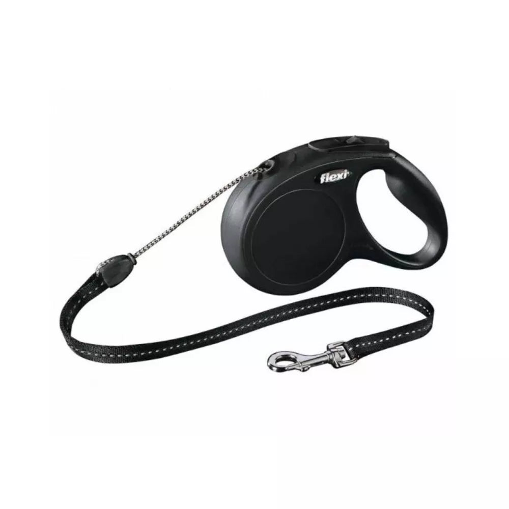 Flexi New Classic M automatinis pavadys juodas, 5 m, virvutė