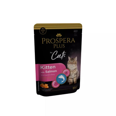 Guliašas jauniems kačiukams Prospera su lašiša ir morkomis, 85 g