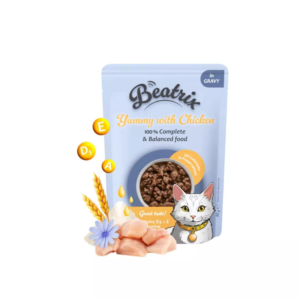 Guliašas suaugusioms katėms Beatrix su vištiena, 85 g