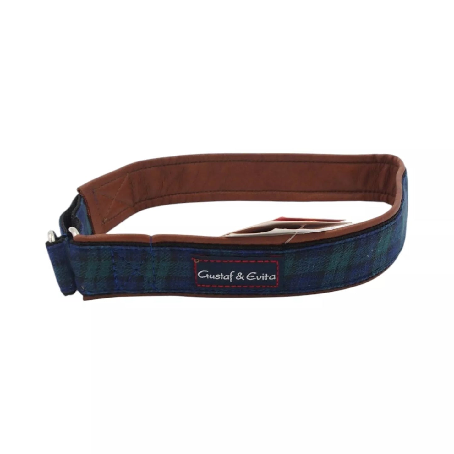 Gustaf & Evita mėlynas languotas šunų antkaklis, 50 cm