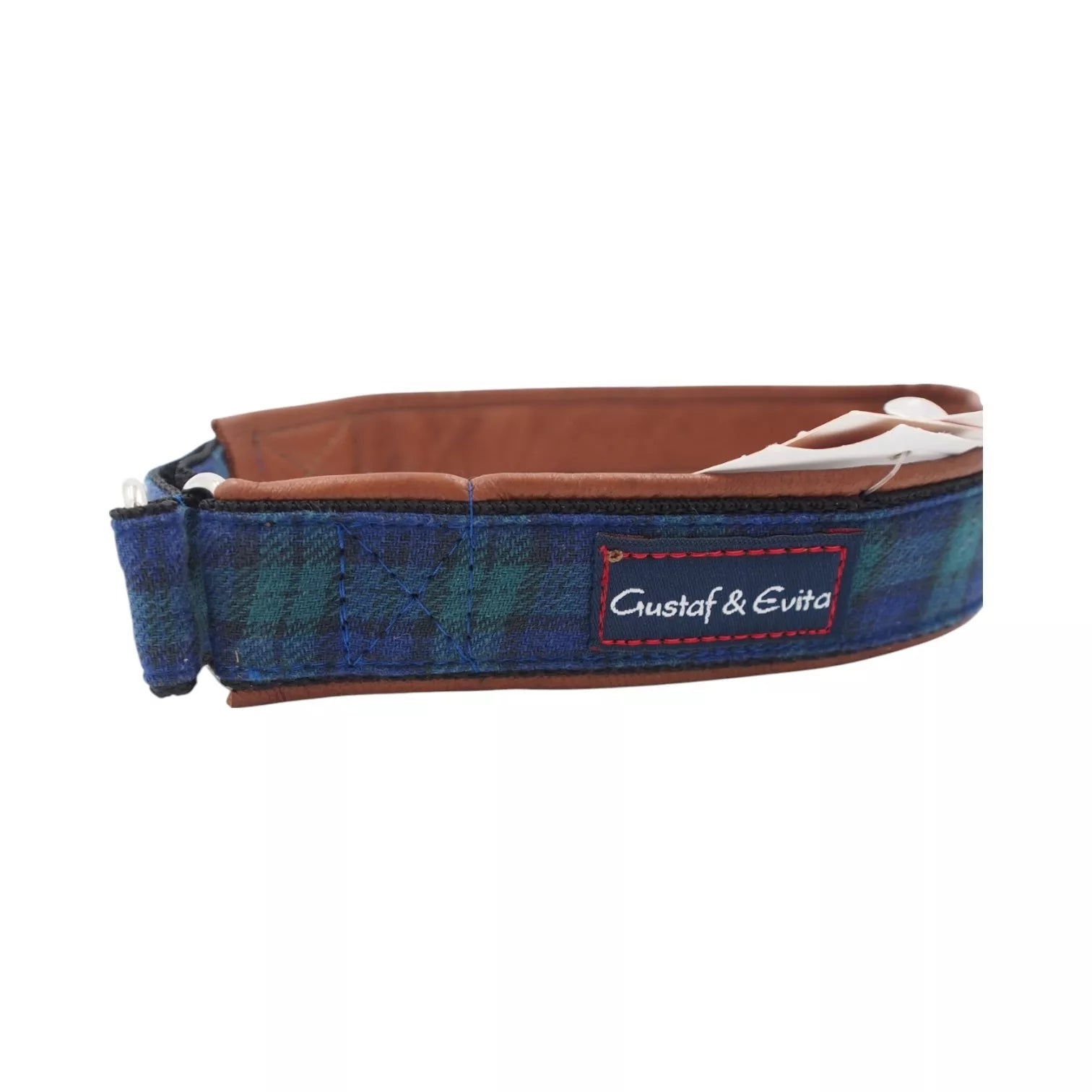 Gustaf & Evita mėlynas languotas šunų antkaklis, 50 cm