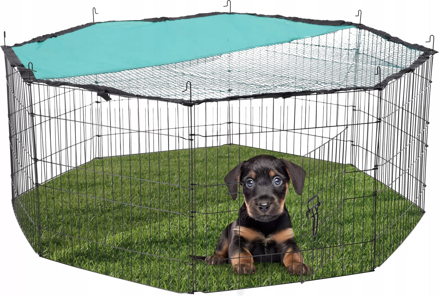 Gyvūnų aptvaras su apsauginiu tinkleliu nuo saulės