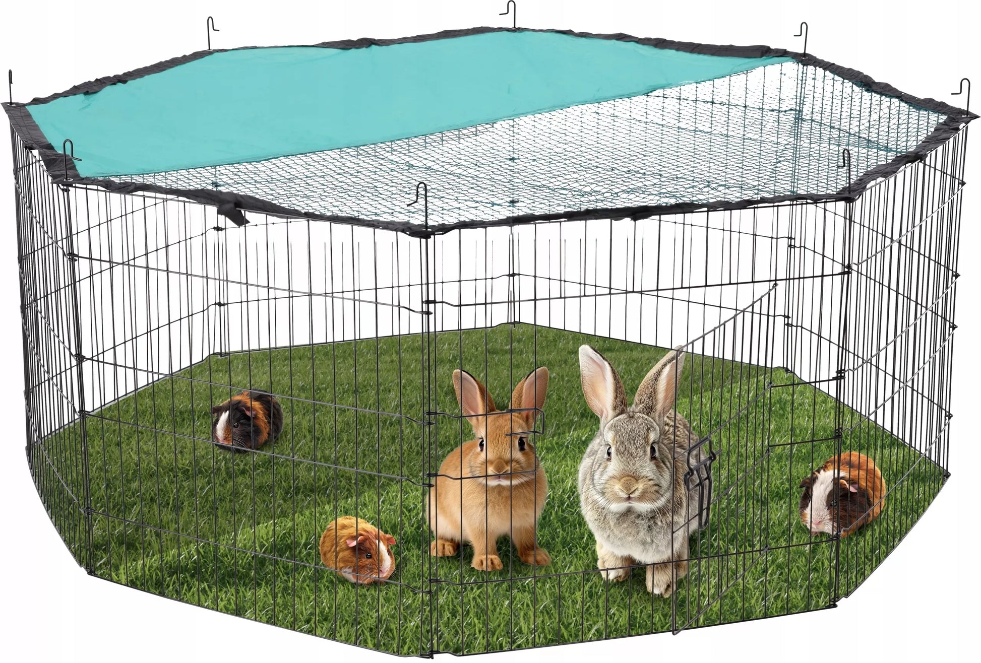 Gyvūnų aptvaras su apsauginiu tinkleliu nuo saulės