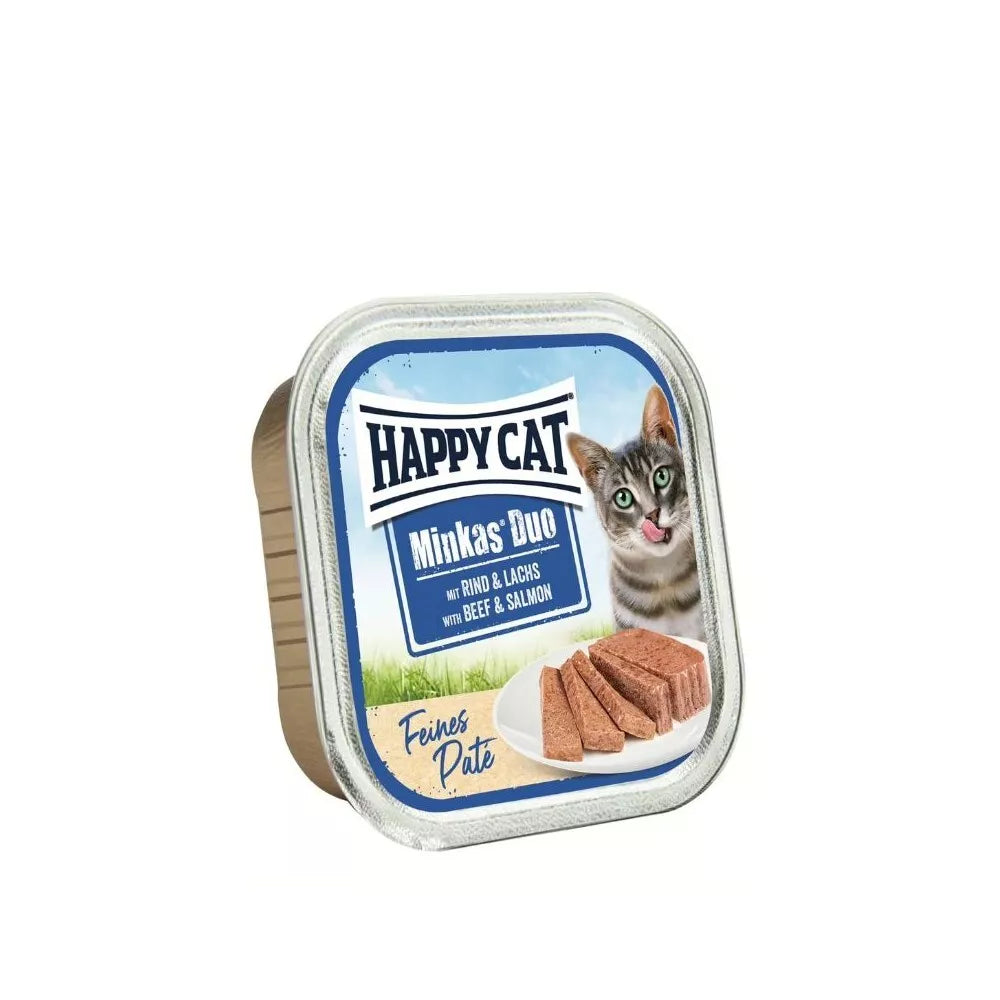 Happy Cat Duo konservai katėms su jautiena ir lašiša, 100 g