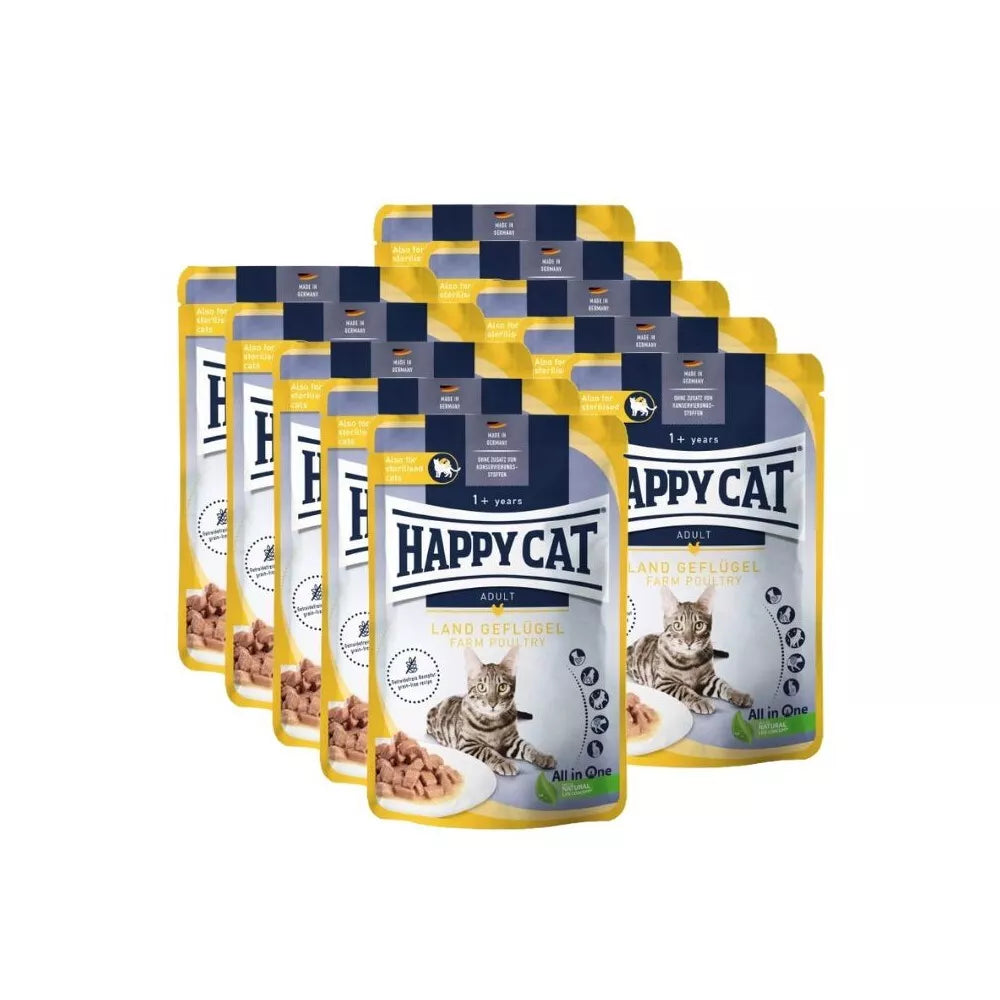 Happy Cat guliašas katėms su paukštiena LandGeflugel, 10x85 g