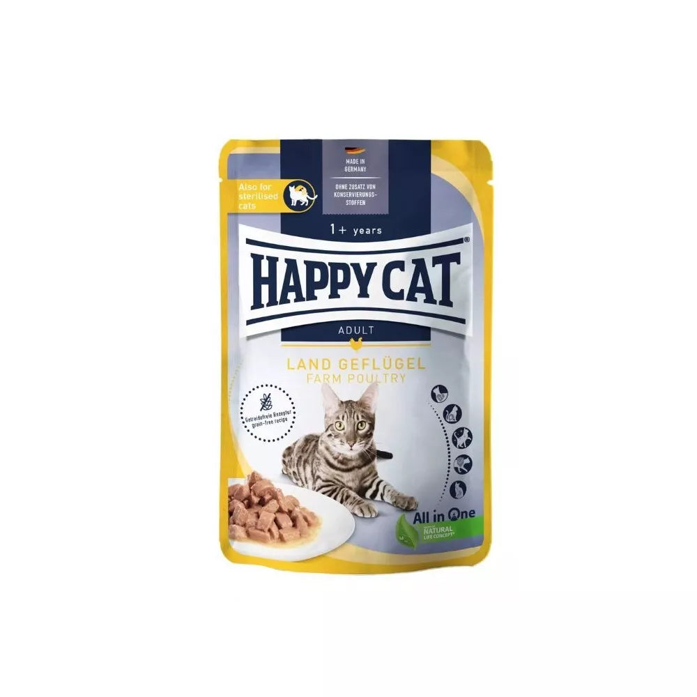 Happy Cat guliašas katėms su paukštiena LandGeflugel, 10x85 g