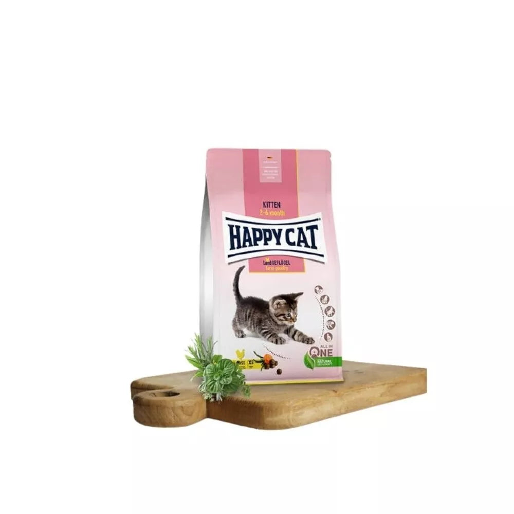 Happy Cat visavertis pašaras jaunoms katėms su paukštiena Kitten LandGeflugel, 1,3 kg