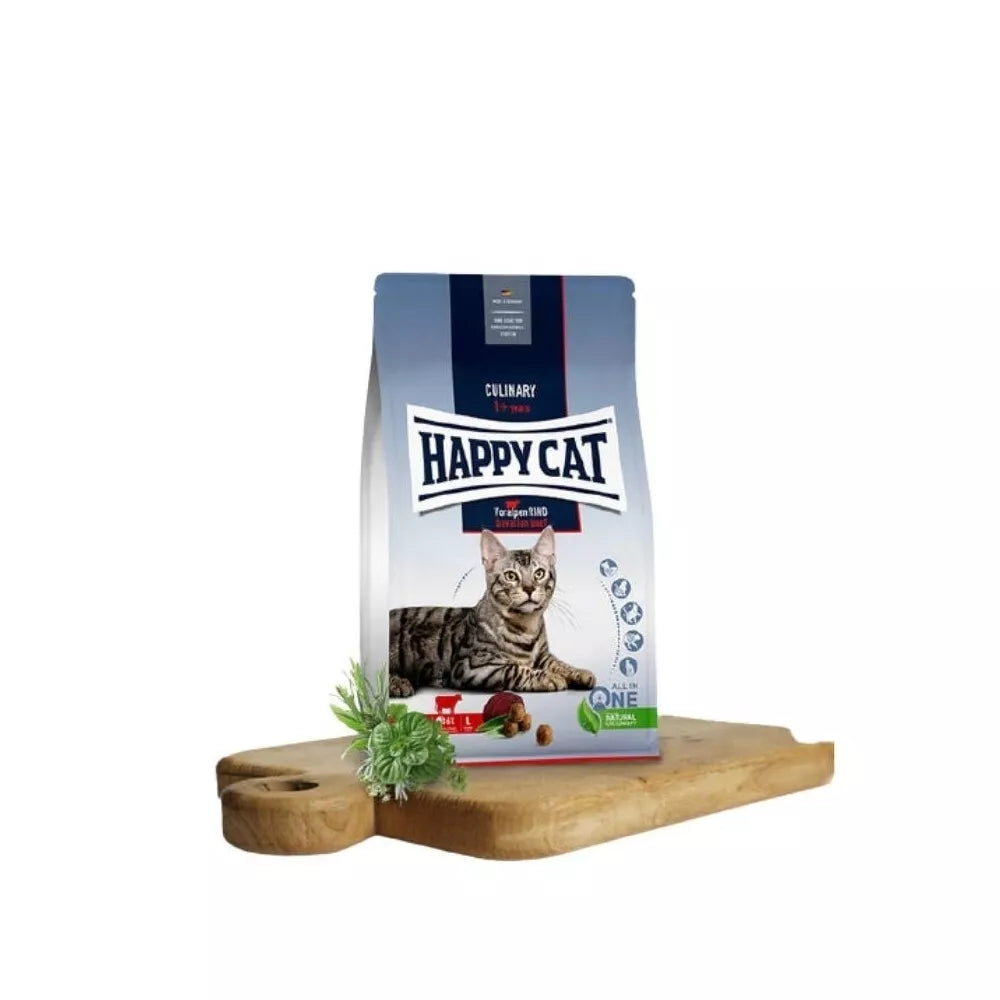 Happy Cat visavertis pašaras suaugusioms katėms su jautiena Culinary VoralpenRind, 1,3 kg