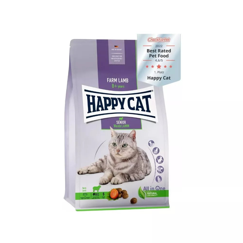 Happy Cat visavertis pašaras senoms katėms su ėriena Senior WeideLamm, 1,3 kg