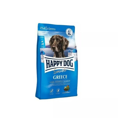 Happy Dog Greece sausas maistas suaugusiems šunims su ėriena, krevetėmis ir kalmarais, 4 kg