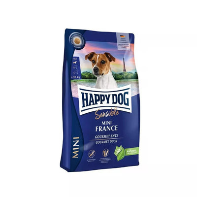 Happy Dog Mini France visavertis pašaras mažų veislių suaugusiems šunims su antiena ir bulvėmis 800 g