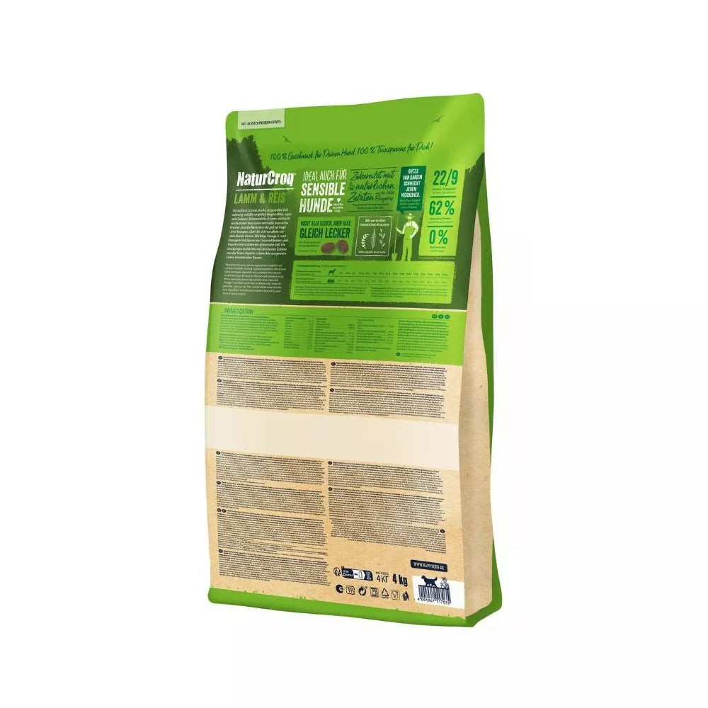 Happy Dog NaturCroq Lamm&Reis visavertis pašaras suaugusiems šunims su ėriena ir ryžiais, 4 kg