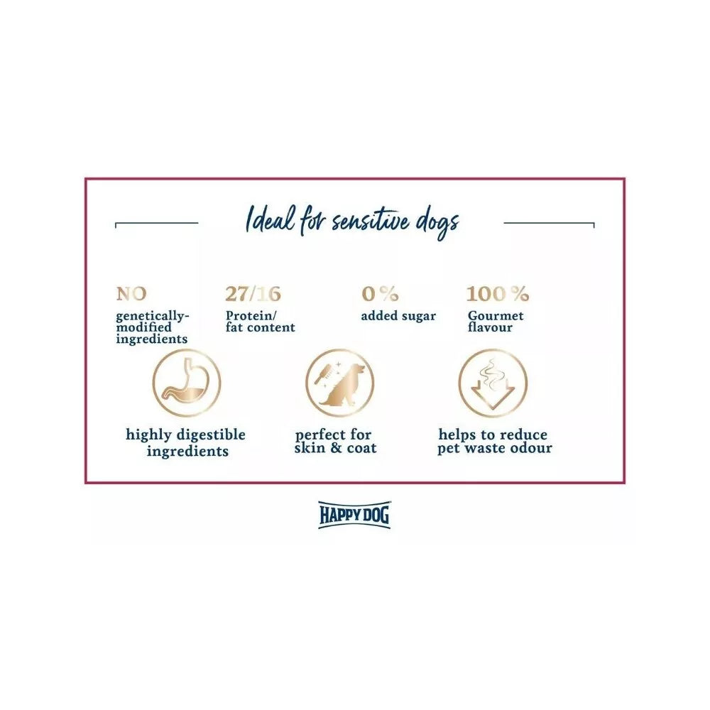 Happy Dog XS Mini Japan visavertis pašaras mažų veislių suaugusiems šunims su upėtakiais ir jūrų dumbliais, 300 g