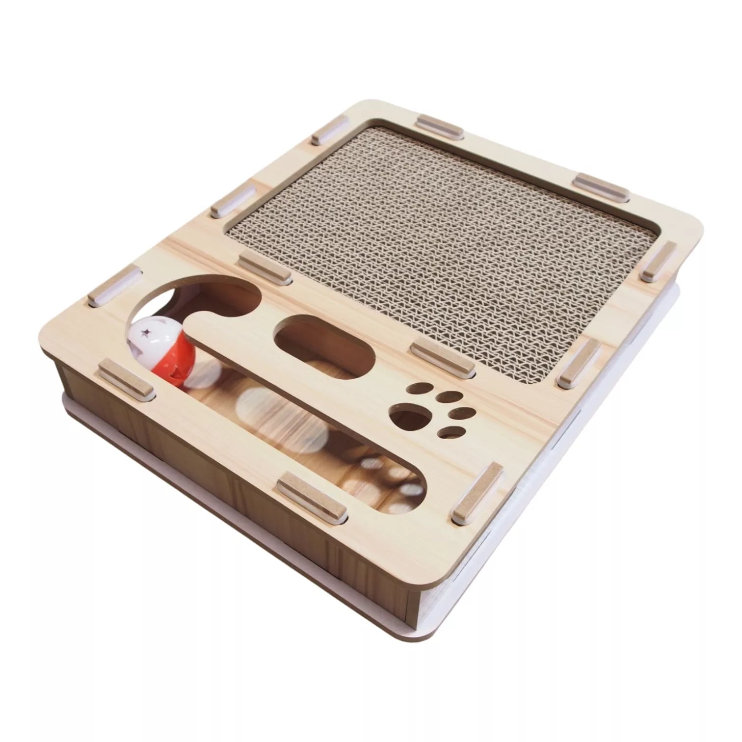 Interaktyvus kačių žaislas–draskyklė su kamuoliukais