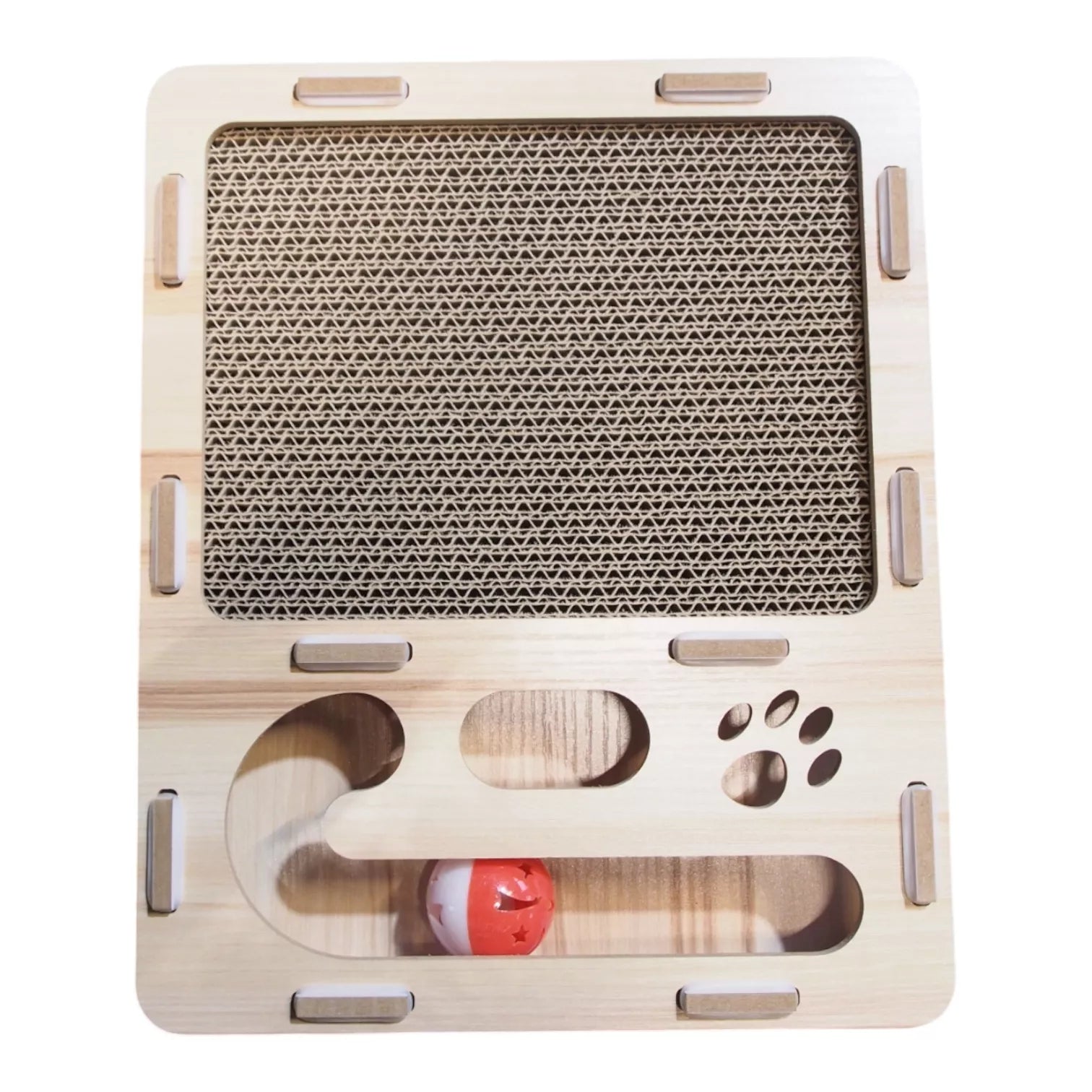 Interaktyvus kačių žaislas–draskyklė su kamuoliukais