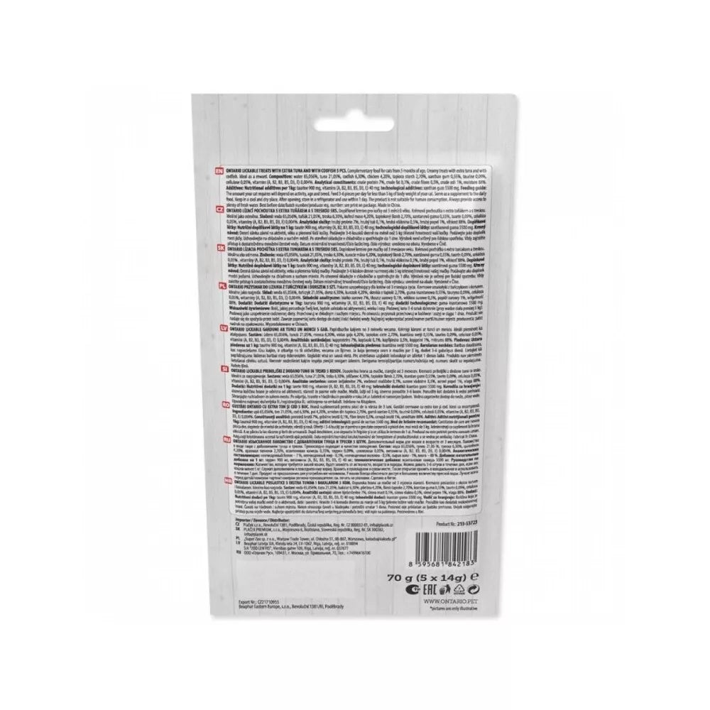 Kreminis skanėstas katėms su tunu ir menke, 5x14 g