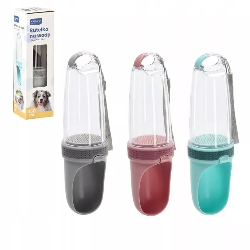 Nešiojamas vandens buteliukas–girdykla šuniui 350 ml
