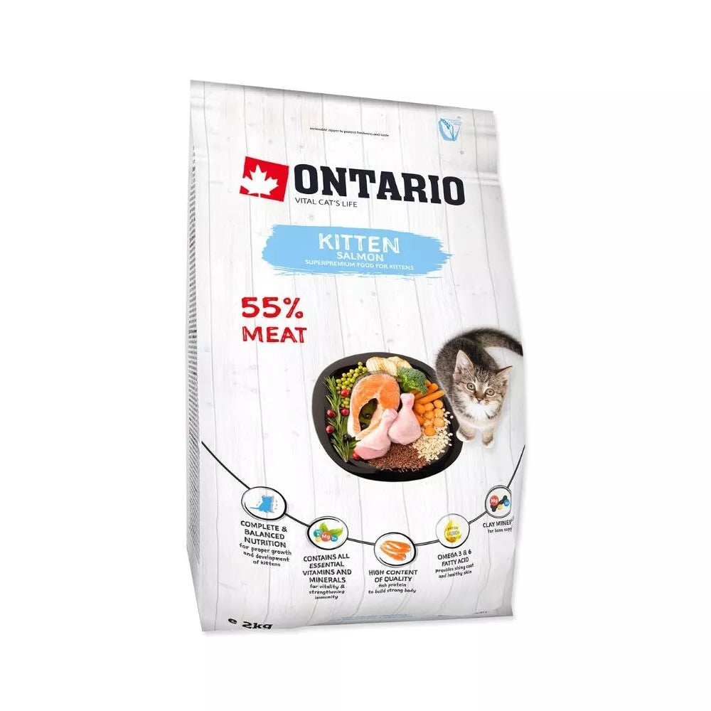 Ontario visavertis pašaras jauniems kačiukams su lašiša Kitten Salmon, 2 kg