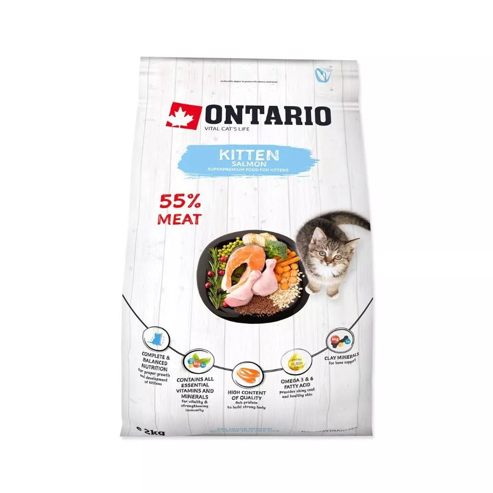 Ontario visavertis pašaras jauniems kačiukams su lašiša Kitten Salmon, 2 kg