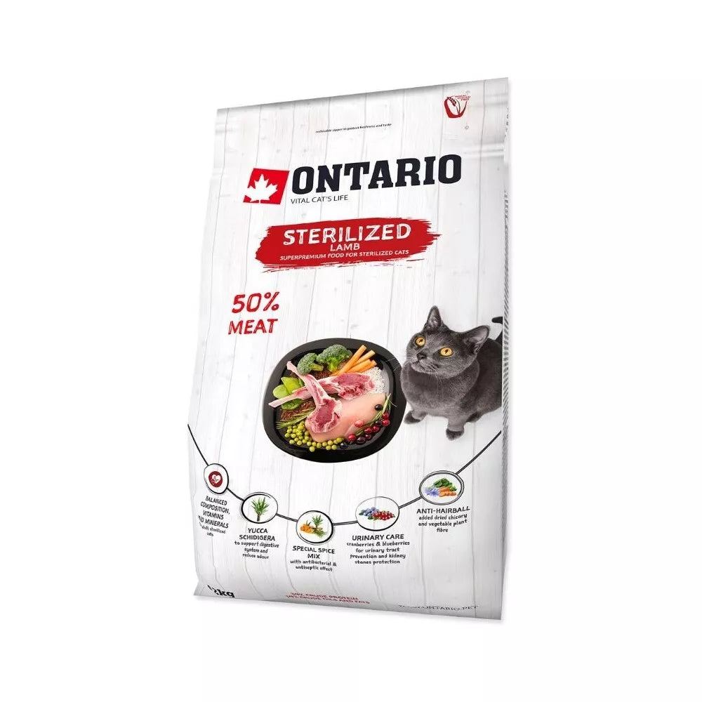 Ontario visavertis pašaras sterilizuotoms katėms Cat Sterilised Lamb, 2 kg