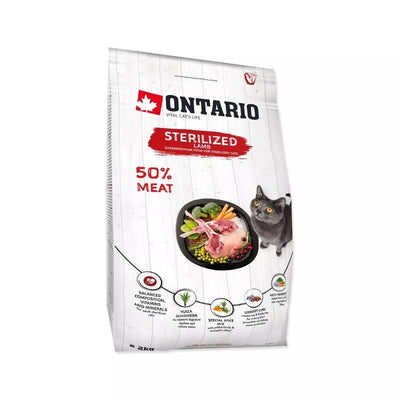 Ontario visavertis pašaras sterilizuotoms katėms Cat Sterilised Lamb, 2 kg